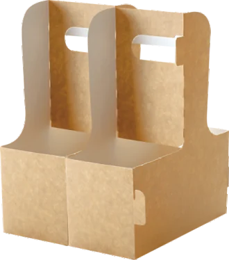 Four-cup takeaway carrier in kraft board