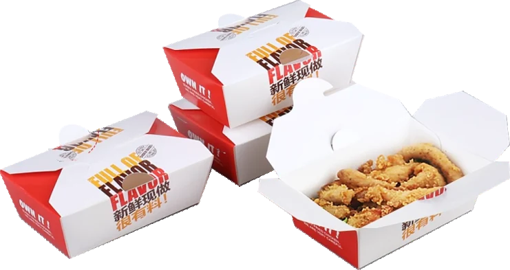 Printed snack boxes with fries and sides